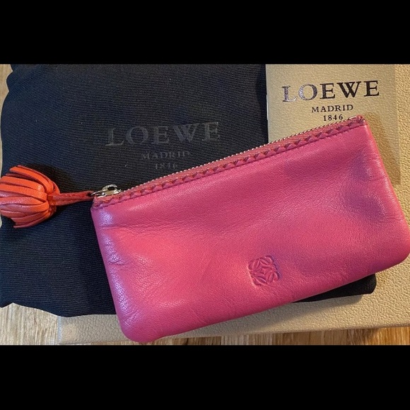 Loewe‎ Pink leather Coin Purse keychain key fob holder